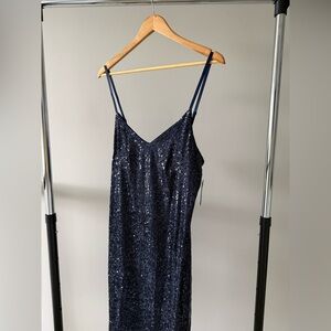 MARINA Navy Blue Sequin Dress